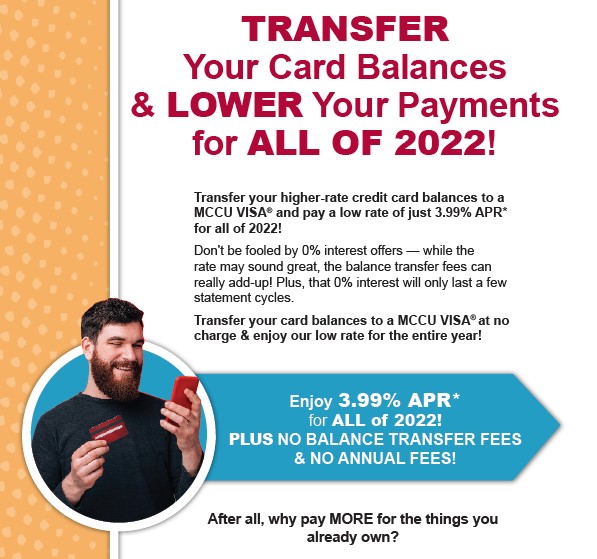 Transfer your higher rate credit card balances with Metrum Community Credit Union