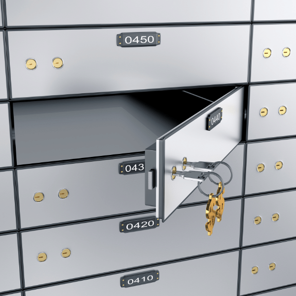 Image of a safe deposit box, similar to one you can get at Metrum CU.