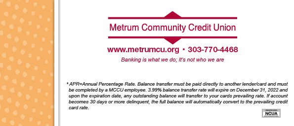 Metrum Community Credit Union 2022 Balance Transfer Program